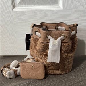 Kate Spade Tan Mini Bag with Plush Sherpa